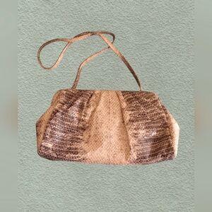 HOBO INTERNATIONAL SHINY SNAKE SKIN PRINT LEATHER  SHOULDER BAG